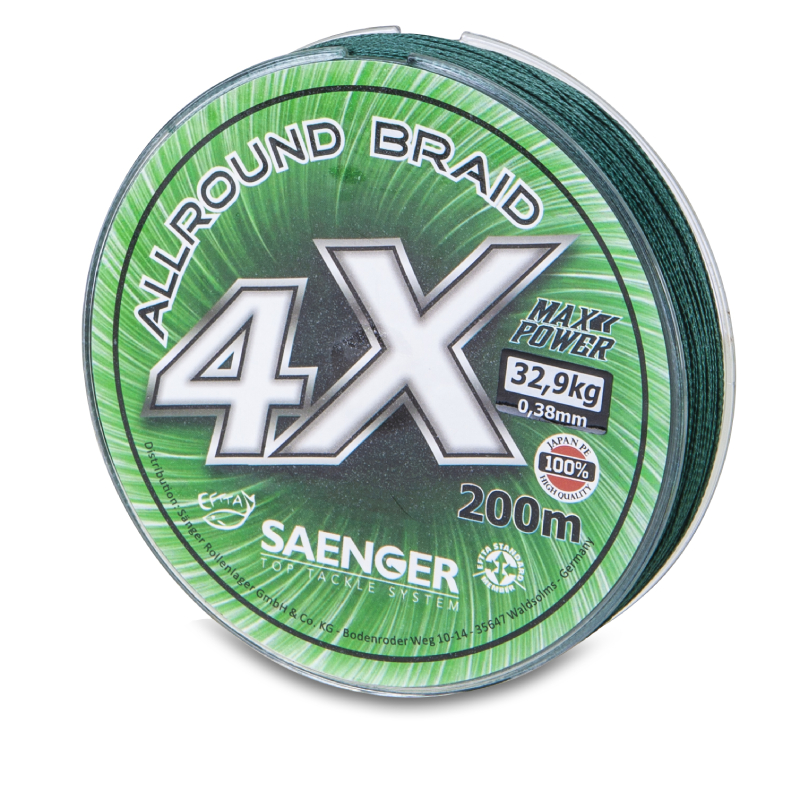 Saenger šňůra 4 X Allround Braid 200 m 0,23 mm zelená