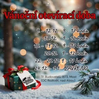 Vánoční otevírací doba kamenné prodejny rybářských potřeb JV Baits v Mostě. 🎄 Své e-shopové objednávky si můžete také...