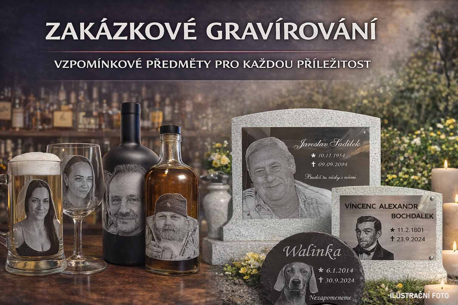 Gravírované sklenice a lahve