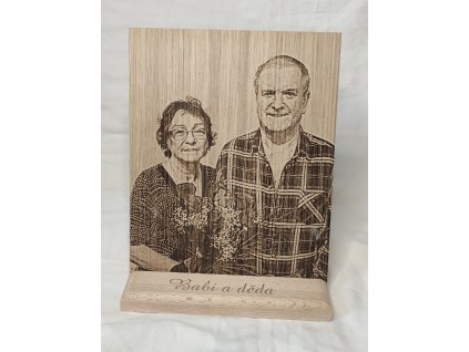 Fotka na dřevě MDF, tmavší, stojánek, 40x30