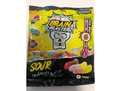 Brain Blasterz Sour Wormz Gummies Level 3 Sour 100g