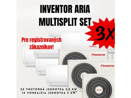 AKCIA 3X SET MULTISPLIT INVENTOR ARIA 2x 3,5 kW vnútorná jednotka a 1x 5 kw vonkajšia jednotka | K-KOCUR.SK