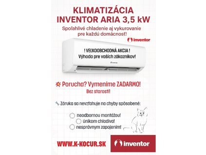 Okamžitá výmena pri poruche ZDARMA! Inventor klimatizácia ARIA 3,5 kW | K-kocur.sk