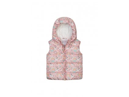 Vesta dívčí nylonová Puffa podšitá microfleecem, Minoti, 12GILET 15, růžová