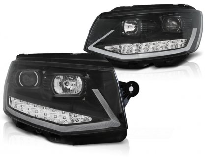 Přední světla VW T6 2015- ČERNÉ TUBE LIGHT LED DRL