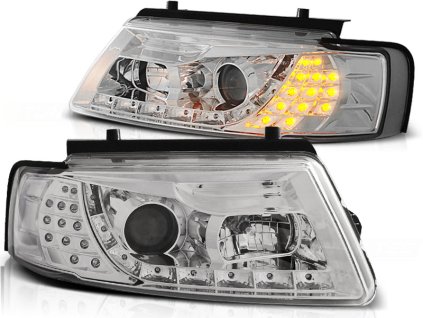 Přední světla VW PASSAT B5 3B 11.96-08.00 DAYLIGHT CHROMOVÉ LED BLINKR