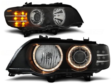 Přední světla BMW X5 E53 09.99-10.03 ANGEL EYES ČERNÉ LED BLINKR