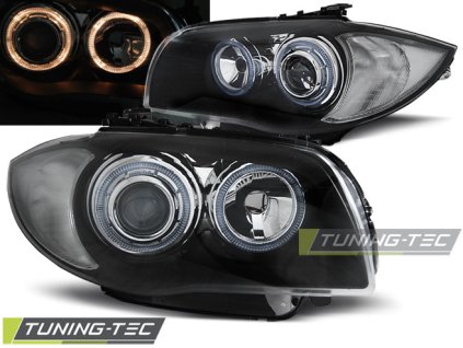 Přední světla BMW 1 E87/E81/82/88 04-11 ANGEL EYES černé