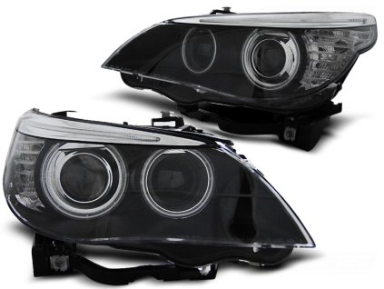 Přední světla BMW E60/E61 03-04 CCFL Xenon Angel Eyes ČERNÉ