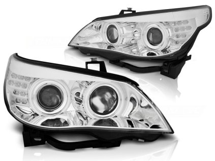 Přední světla BMW E60/E61 03-07 ANGEL EYES CCFL CHROMOVÉ LED BLINKR