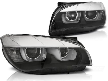 Přední světla BMW X1 E84 08.12-01.14 TUBE LIGHT ČERNÉ XENON
