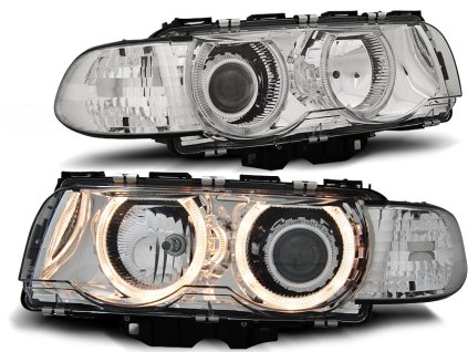 Přední světla BMW E38 06.94-08.98 H7/H7 ANGEL EYES CHROMOVÉ