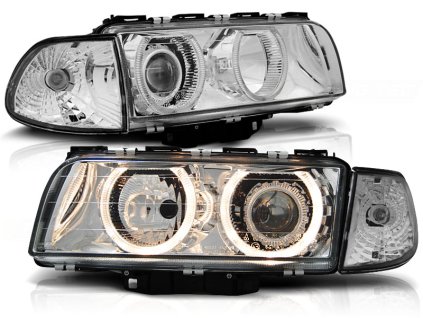 Přední světla BMW E38 06.94-08.98 H7/H7 ANGEL EYES CHROMOVÉ