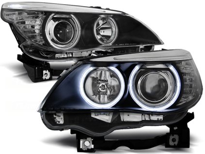 Přední světla BMW E60/E61 03-07 ANGEL EYES CCFL ČERNÉ