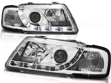 Přední světla s denním svícením AUDI A3 8L 08/1996-08/2000 TRU DRL CHROMOVÉ