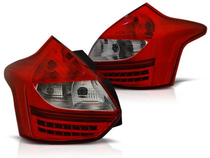 Zadní světla FORD FOCUS 3, 2011-10.2014 HATCHBACK červeno-bílé LED