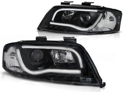 Přední světla ,AUDI A6 05.97-05.01 TUBE LIGHTS TRU DRL černé