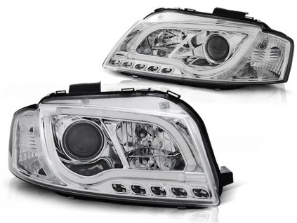 Přední světla,AUDI A3 8P 05.03-03.08 LED TUBE LIGHTS chromové TRU DRL