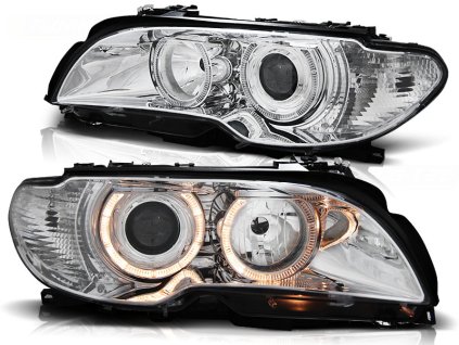 Přední světla,BMW E46 04.03-06 COUPE CABRIO ANGEL EYES chromové