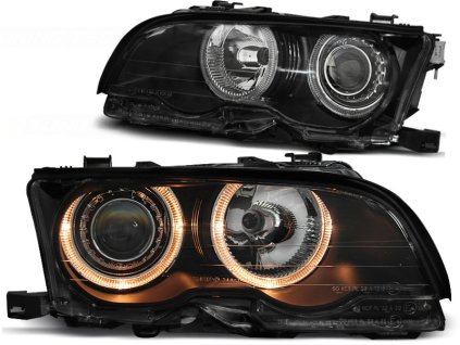 Přední světla,BMW E46 09.01-03.03 COUPE CABRIO ANGEL EYES černé