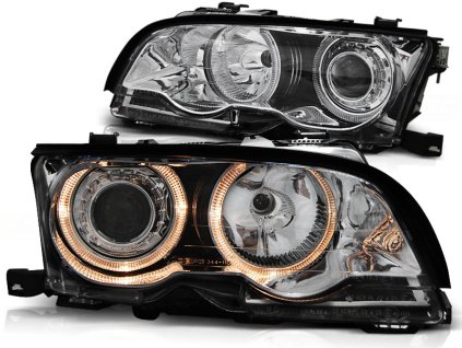 Přední světla ,BMW E46 09.01-03.03 COUPE CABRIO ANGEL EYES chromové