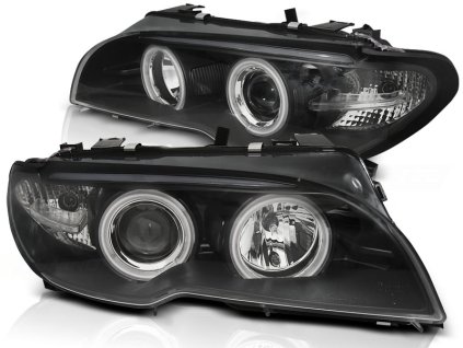 Přední světla,BMW E46 04.03-06 COUPE CABRIO ANGEL EYES CCFL XENON černé