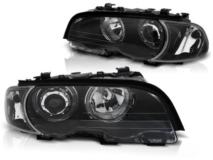 Přední světla,BMW E46 04.99-03.03 COUPE CABRIO ANGEL EYES LED černé