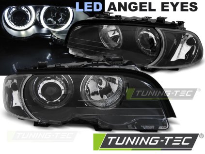 Přední světla,BMW E46 04.99-03.03 COUPE CABRIO ANGEL EYES LED černé