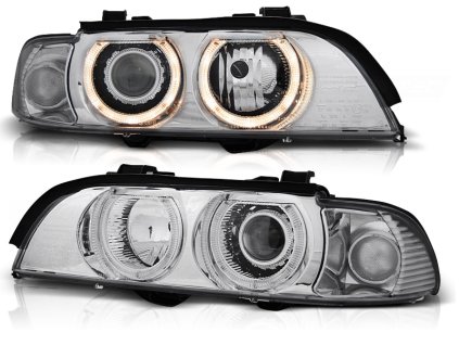 Přední světla,BMW E39 09.95-06.03 ANGEL EYES D2S/H7 chromové