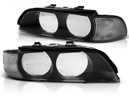 Přední kryty světel BMW E39 95-00 H7 černo-bílé