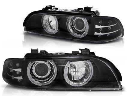Přední světla,BMW E39 09.95-06.03 ANGEL EYES černé LED INDIC.