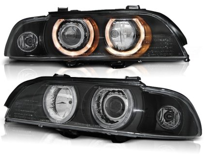Přední světla,BMW E39 09.95-06.03 ANGEL EYES D2S/H7 černé