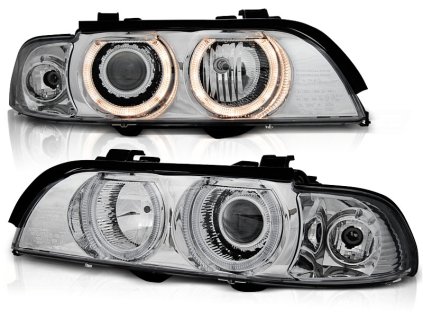 Přední světla,BMW E39 09.95-06.03 ANGEL EYES D2S/H7 chromové