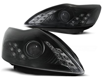 Přední světla Tuning Tec FORD FOCUS II 02.08-10 DAYLIGHT ČERNÉ LED BLINKR