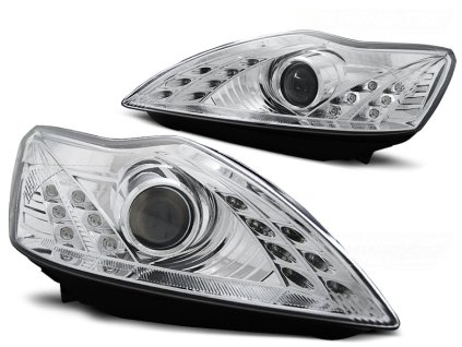 Přední světla Tuning Tec FORD FOCUS II 02.08-10 DAYLIGHT CHROMOVÉ LED BLINKR