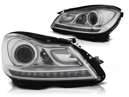 Přední světla MERCEDES W204 11- TUBE light CHROMOVÉ