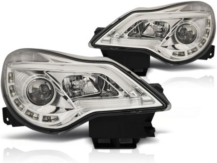 Přední světla OPEL CORSA D 11-14 s denním svícením DRL CHROMOVÉ
