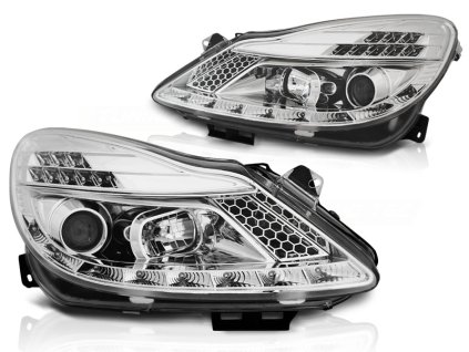 Přední světla OPEL CORSA D 04.06-11 DAYLIGHT chromové.LED blinkr