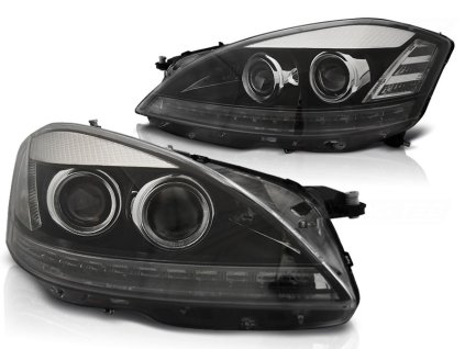 Přední světla MERCEDES W221 05-09 DAYLIGHT AFS D1S ČERNÉ S LED blinkrem
