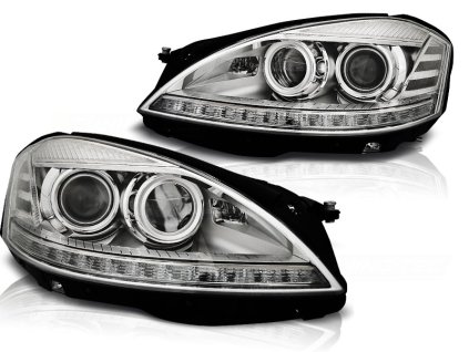 Přední světla MERCEDES W221 05-09 DAYLIGHT AFS D1S CHROMOVÉ S LED blinkrem