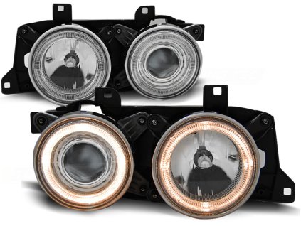 Přední světla BMW E32 ANGEL EYES chromové
