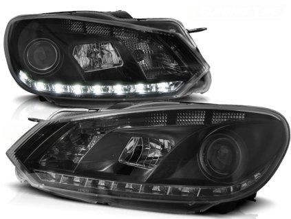Přední světla VW GOLF 6 10.08-12 TRU DRL černé
