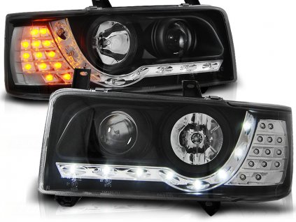 Přední světla VW T4 90-03.03 TRANSPORTER DAYLIGHT černé LED blinkr
