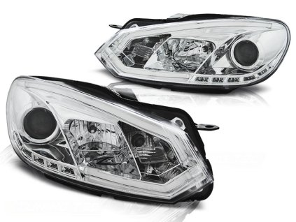 Přední světla VW GOLF 6 10.08-12 chromové TUBE LIGHTS TRU DRL