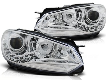 Přední světla VW GOLF 6 10.08-12 TRU DRL chromové