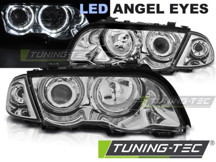 Přední světla LED Angel eyes BMW E46 sedan/touring 98-01 chrom
