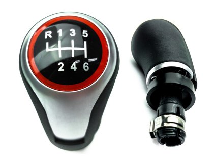 Hlavice řadící páky VW Eos 2006-2012 6ST GTI červeno-stříbrná