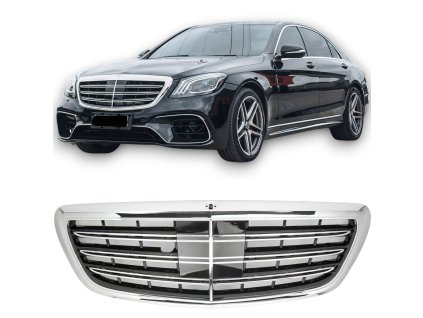 Přední  maska Mercedes-Benz S-Class W222 (2013–2020) – černý lesk / chrom