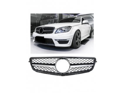 Přední maska MERCEDES W204 C BLACK CHROM C63 LOOK AMG
