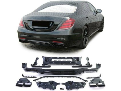 Zadní difuzor pro Mercedes S-Class W222 Facelift (2017–2020) Design AMG 63 – Černý